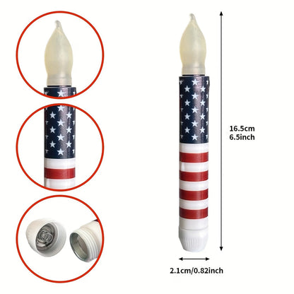 Patriotic LED Taper Candles with Timer-250th Anniversary Red White Blue , Independence Day Decoration