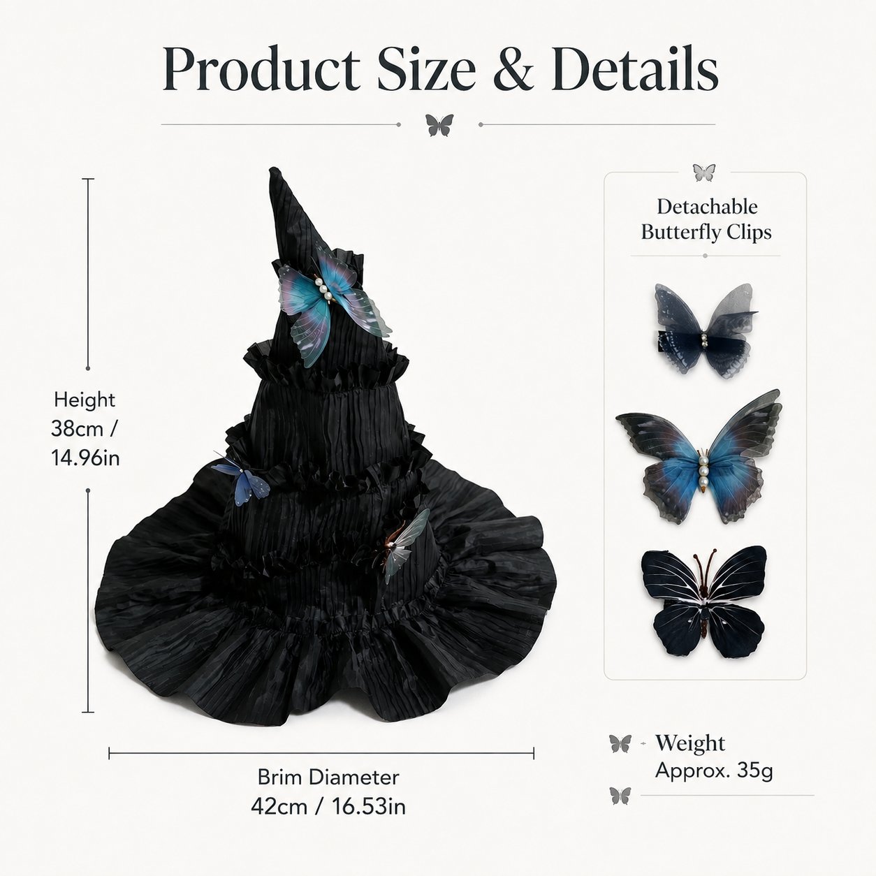🦋 🧙Mystical Butterfly Witch Hat – 🖤Enchant Your Halloween Look