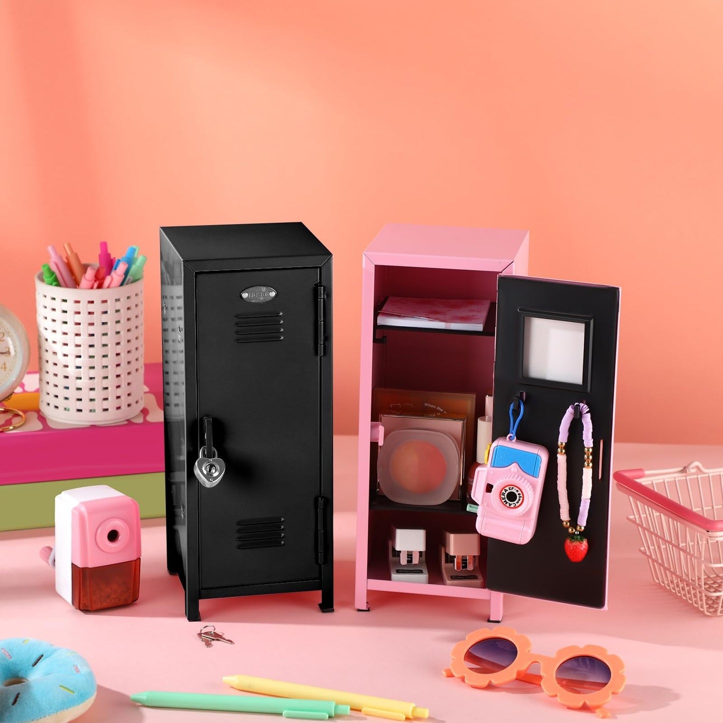 Mini Metal Locker Storage,Small Money Security and Cash Safe Box for Jewelry