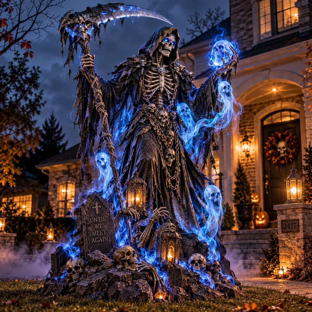 💀👻 Giant Glowing Grim Reaper – Haunted Blue Spirit Halloween Yard Display