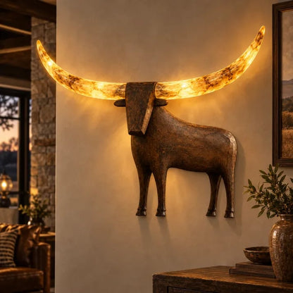 💥Hot Sale 50% Off ✨Illuminated Longhorn Wall Sculpture – Rustic Western LED Wall Decor