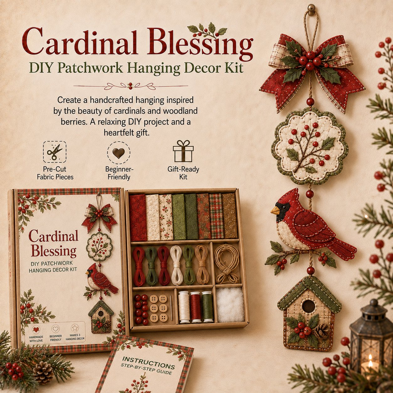 🔥Last Day 49% OFF - ✨🧵 DIY Patchwork Hanging Decor Kit | A Heartfelt Handmade Decoration Full of Love & Memories
