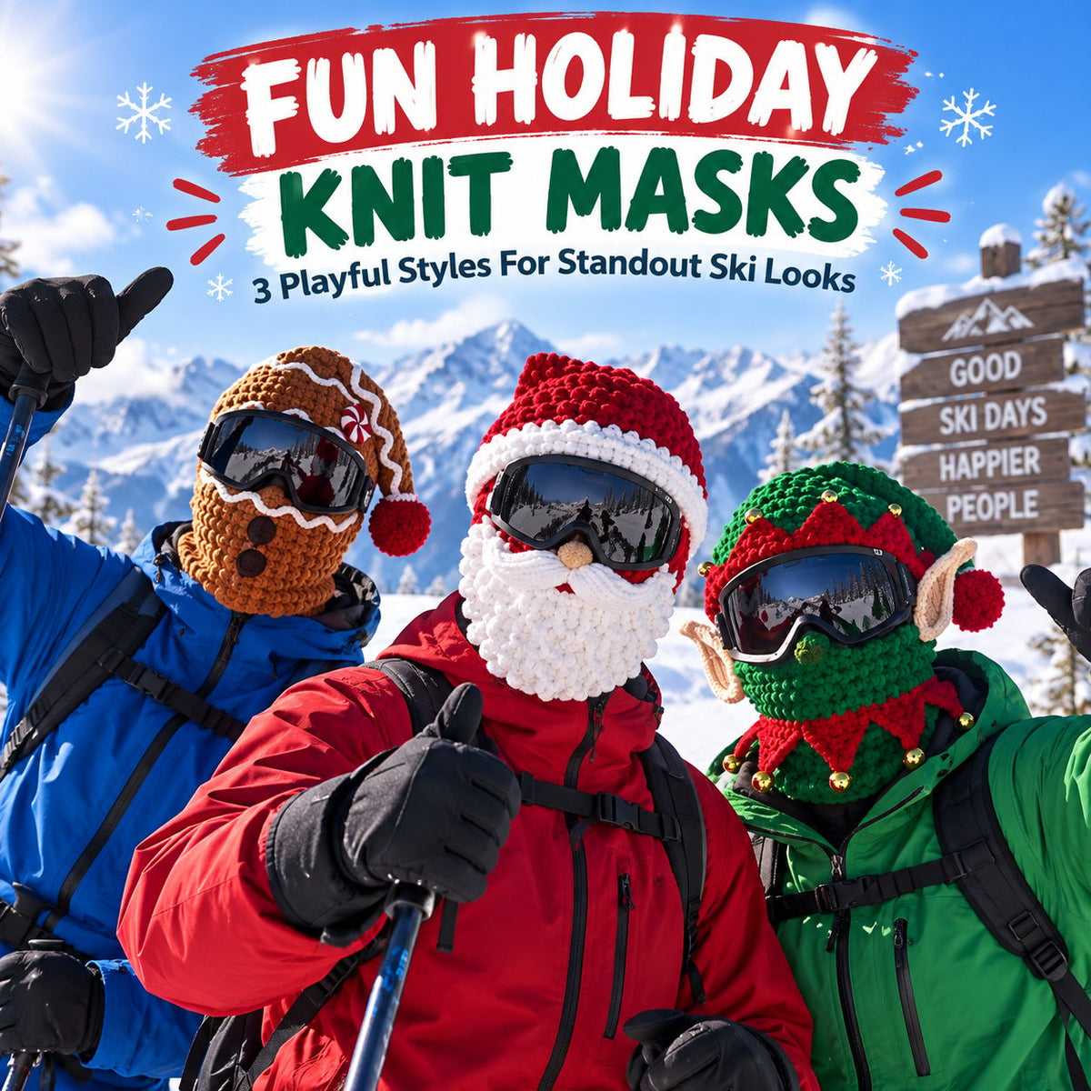 🎅🏂 Holiday Knit Snow Masks – 3 Fun Styles for Ski Trips, Parties & Winter Adventures