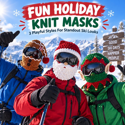🎅🏂 Holiday Knit Snow Masks – 3 Fun Styles for Ski Trips, Parties & Winter Adventures