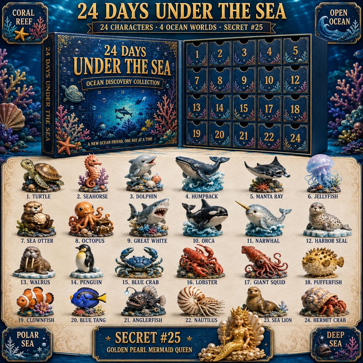 🌊 24 Days Under the Sea Ocean Discovery Countdown Calendar