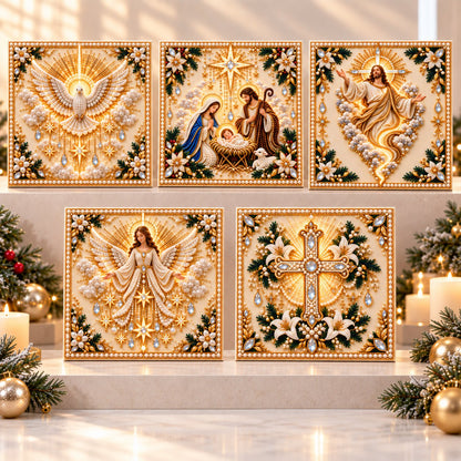 Beginner-Friendly Christian Pearl Bead Art Kit | Pre-Printed Design with Built-In Wooden Frame & Complete Tools 💕