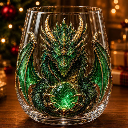 🔥🎁🐉✨ 3D Mythic Dragon Glass Art Cup | Luxury Raised Fantasy Glassware for Whiskey, Home Bar Décor & Legendary Gifts 🎁