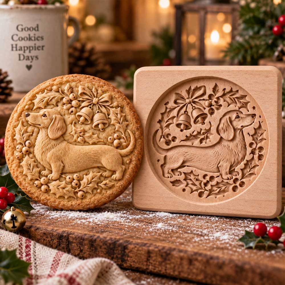 🍪 Woodland Animal Cookie Mold | 4.7-Inch Wooden Embossing Mold for Cozy Homemade Cookies