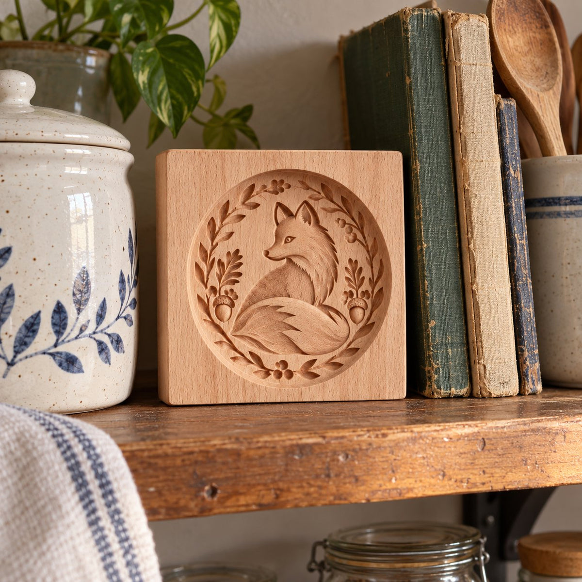 🍪 Woodland Animal Cookie Mold | 4.7-Inch Wooden Embossing Mold for Cozy Homemade Cookies