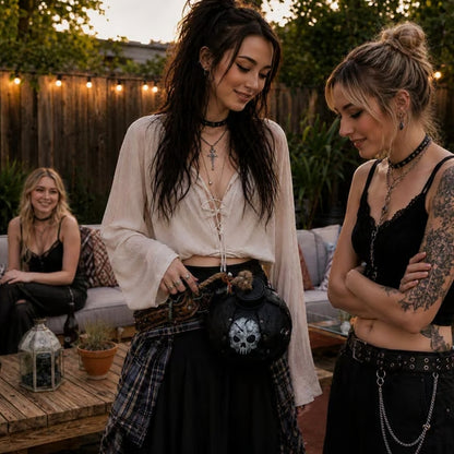 Gothic Pirate Skull Crossbody Bag