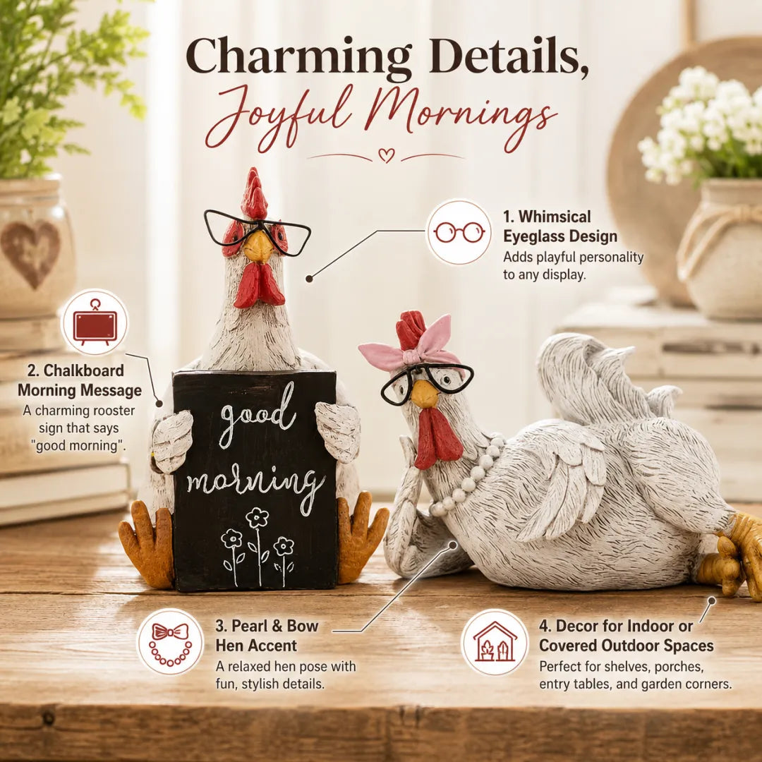 Funny Farmhouse Chicken Figurine Decor