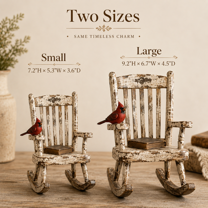 Cardinal Memory Rocking Chair Keepsake – Rustic Farmhouse Decor for Remembering Someone Special