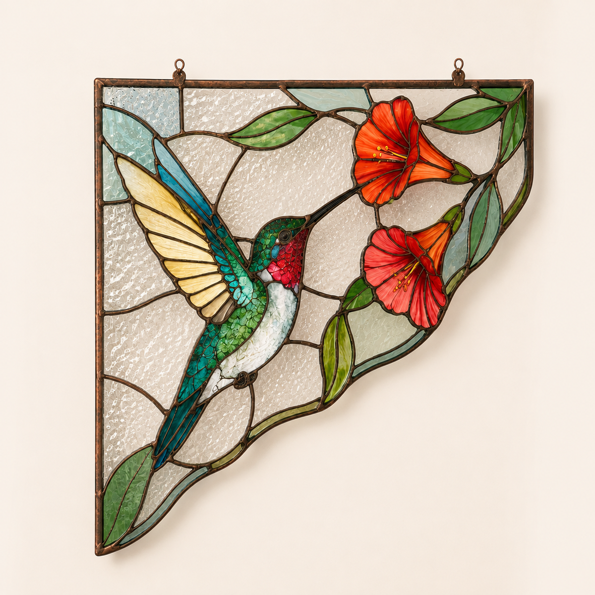 Hummingbird Garden stained glass doorway corner design