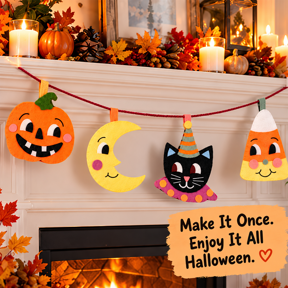 Halloween Garland Craft Kit – DIY Felt Decorations for Kids & Families
