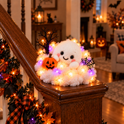 Glowing Ghost Staircase Decor – Cute Halloween Railing Accent