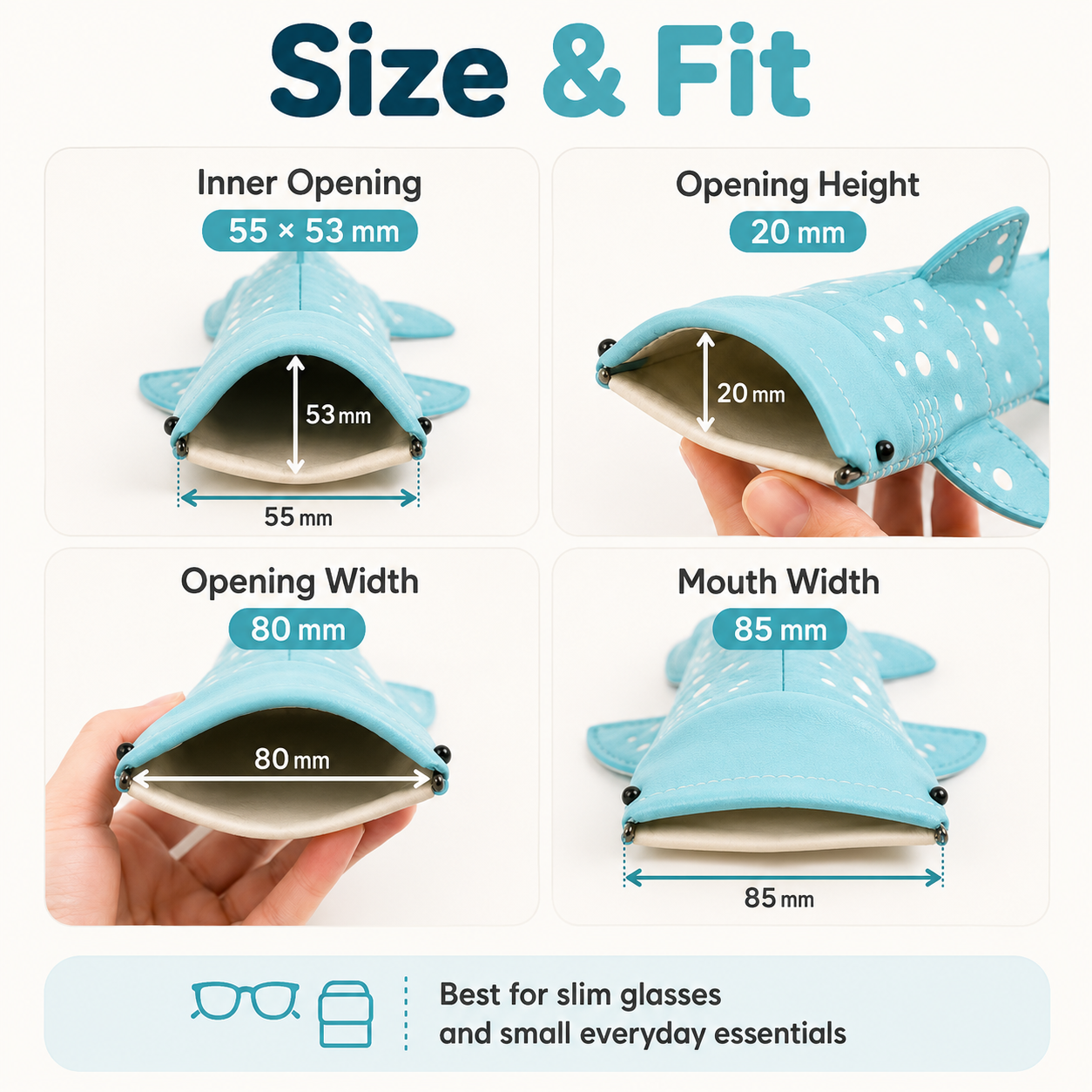Shark glasses case size and opening measurements
