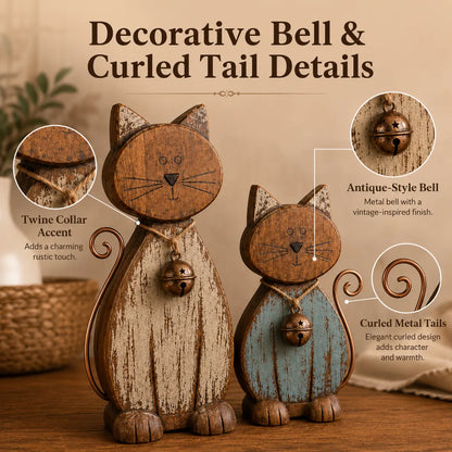 Rustic Farmhouse Cat Duo Decor Set