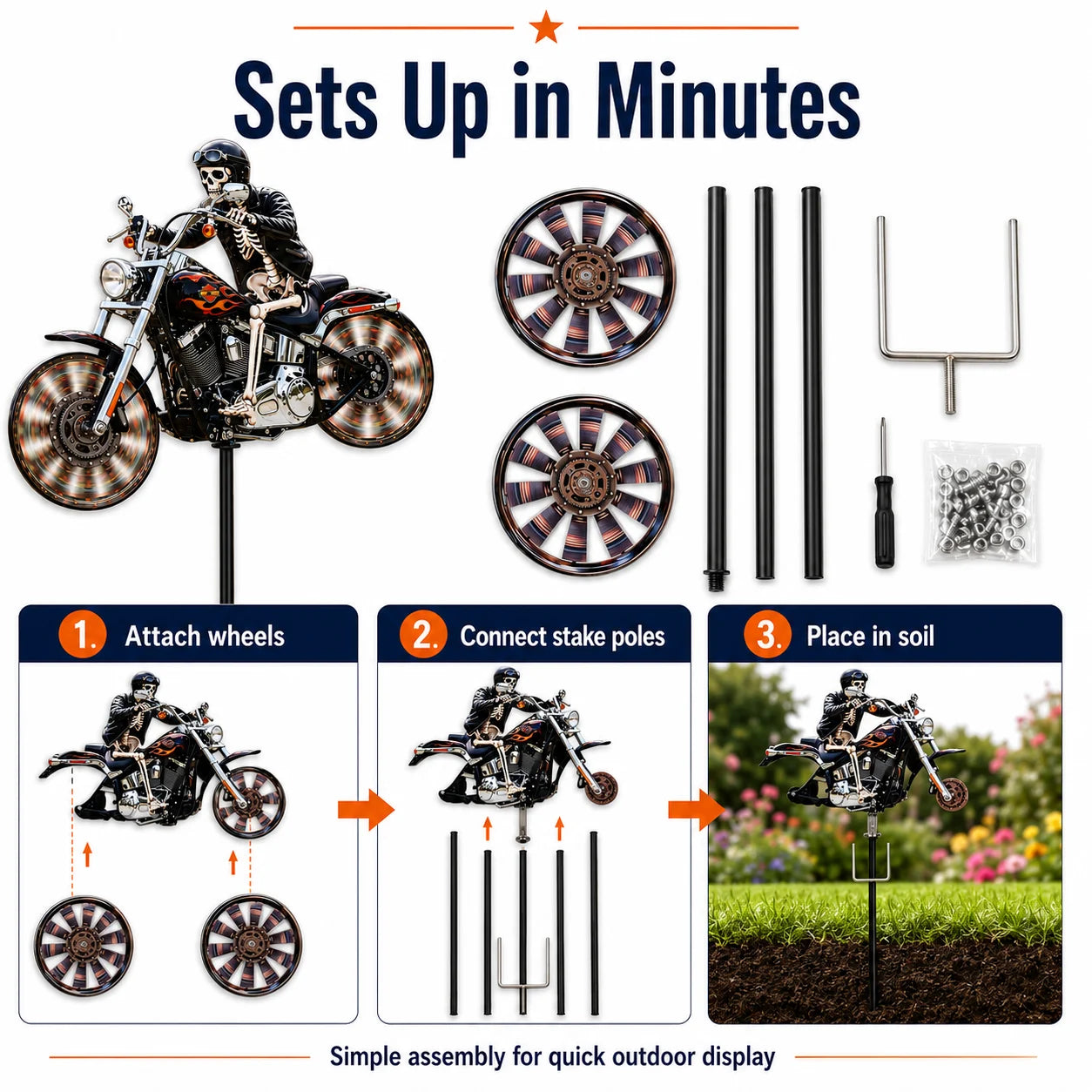 Skull Motorcycle Windmill