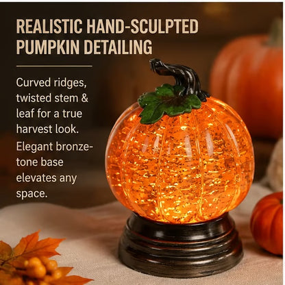 Glitter Lighted Pumpkin Snow Globe