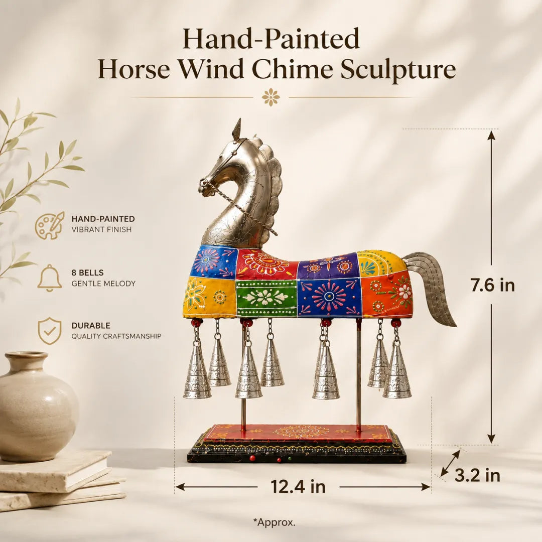Hand-Painted Horse Bell Sculpture