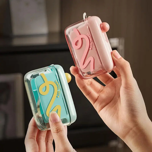 🦷🔄Travel-sized storage case - features an automatic pop-up dispenser