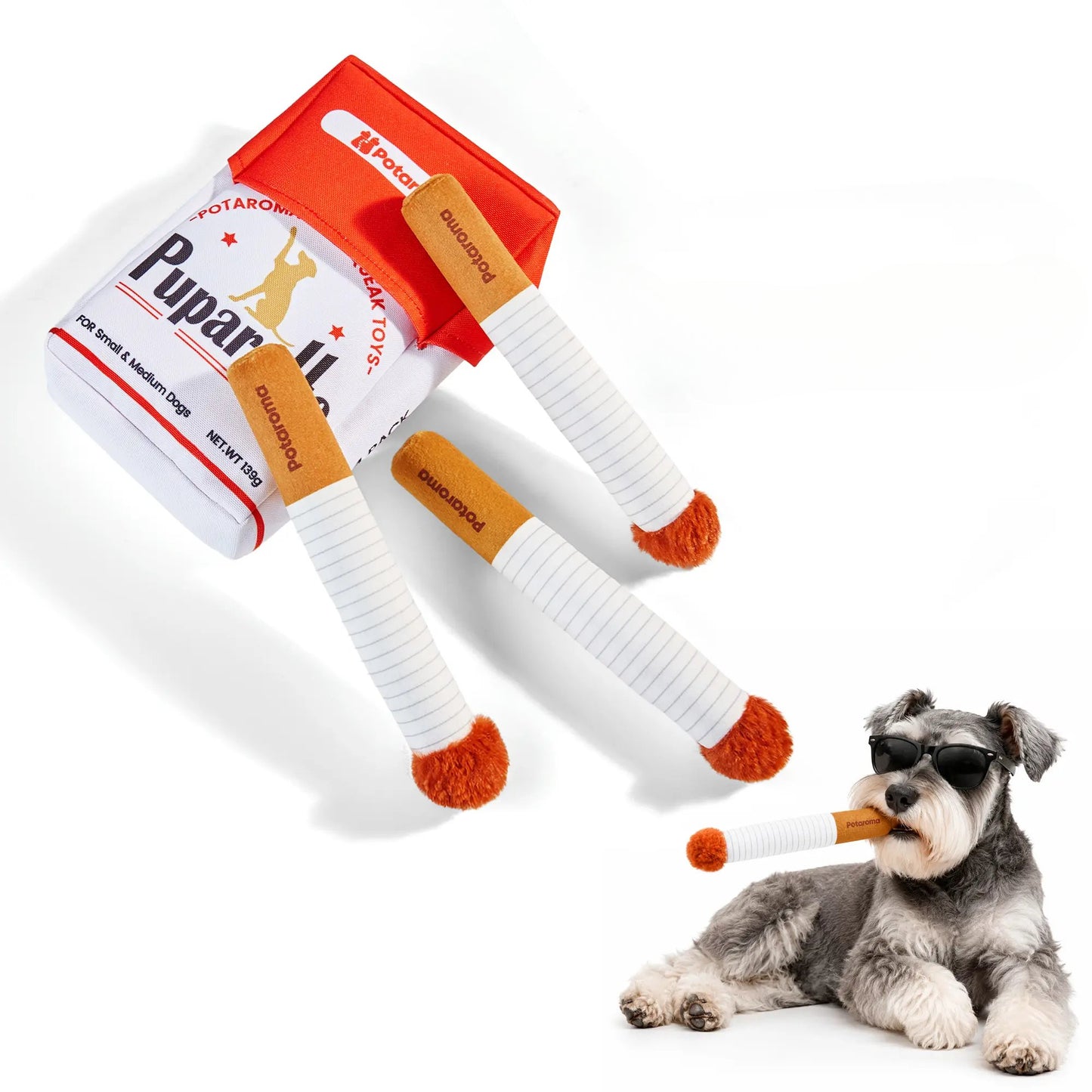 Funny Squeaky Plush Cigarette Dog Toy Set 🐶🚬