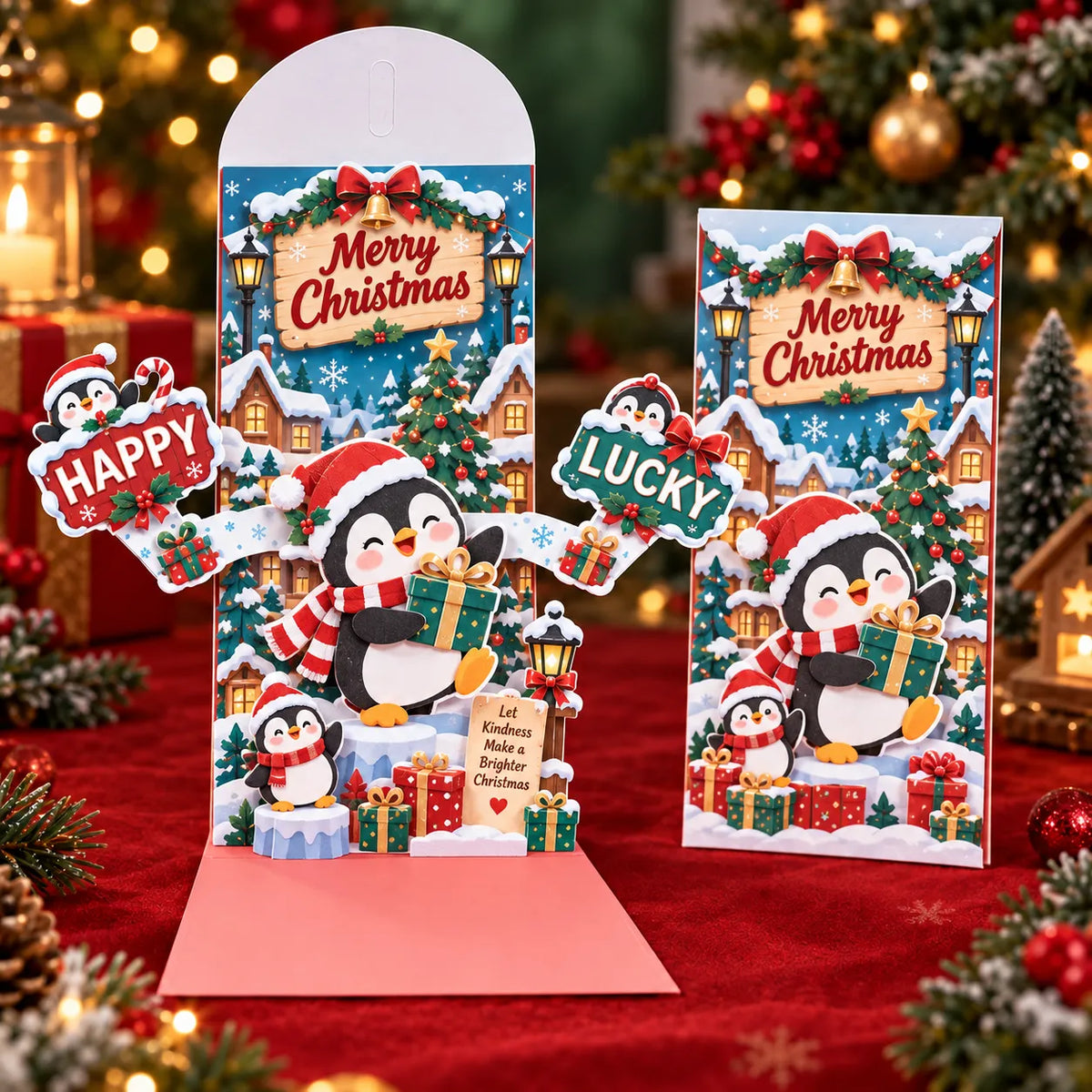 Handmade 3D Christmas Money Card – Pop-Up Holiday Card with Cash Envelope & Message Space 💌✍💵