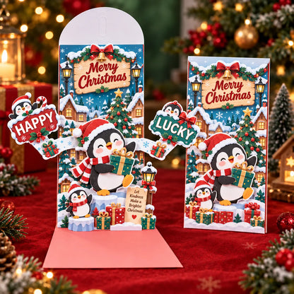 Handmade 3D Christmas Money Card – Pop-Up Holiday Card with Cash Envelope & Message Space 💌✍💵
