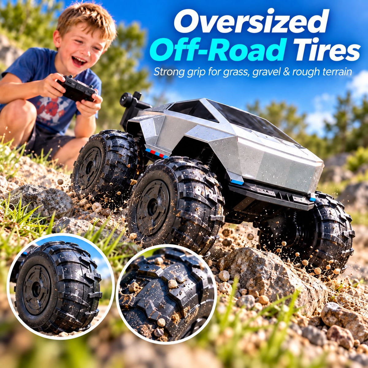 Cyberpunk Mecha Amphibious RC Stunt Car for Kids Outdoor Play, Pool & Beach Entertainment, Holiday Gift