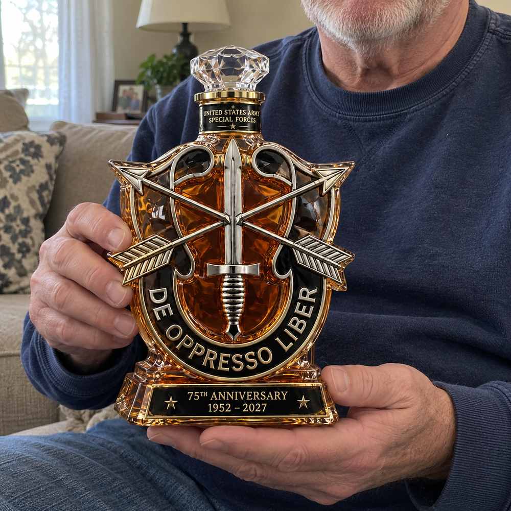 The emblem design shown in hand.