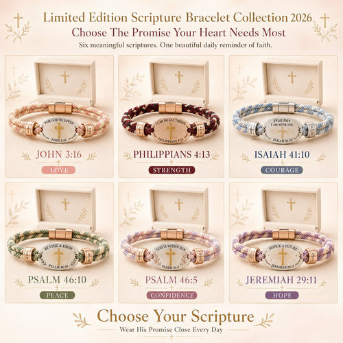 ✝️ Christian Scripture Faith Bracelet Collection | 6 Meaningful Bible Verse Designs with Raised Gold Cross, Magnetic Clasp & Matching Gift Box 💗✨