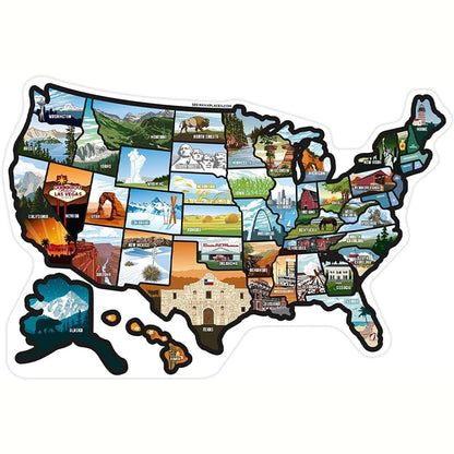 🚐🗺️ 50-State Adventure Tracker – Scenic Travel Sticker Map for RVs & Road Trips