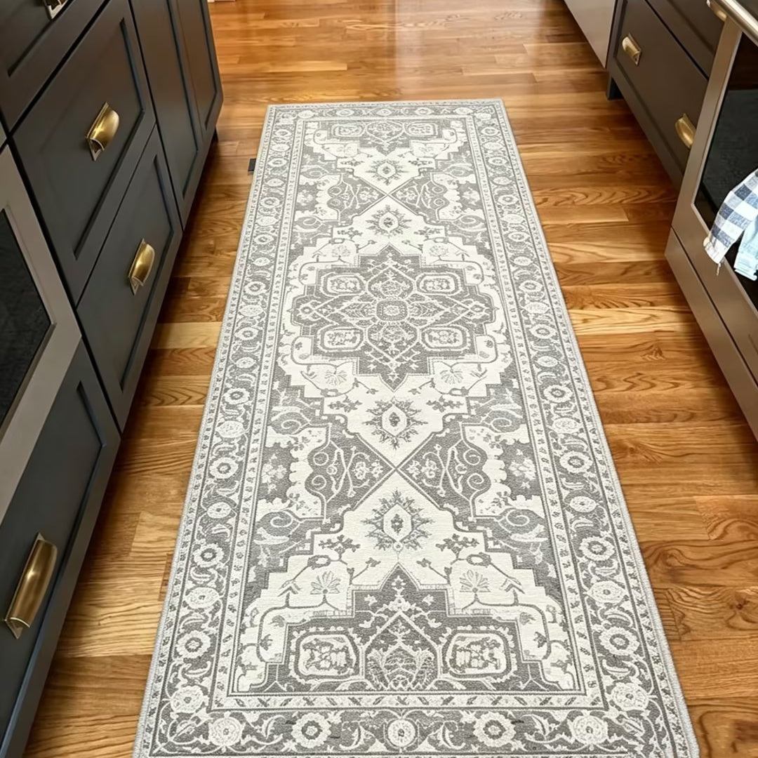 Vintage Kitchen Runner Rug - Non-Slip & Machine Washable