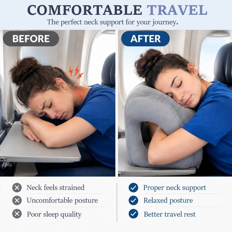 🛫 Ultra-Light Foldable Inflatable Travel Pillow | Portable Neck, Face & Arm Support for Trips 💤❤️
