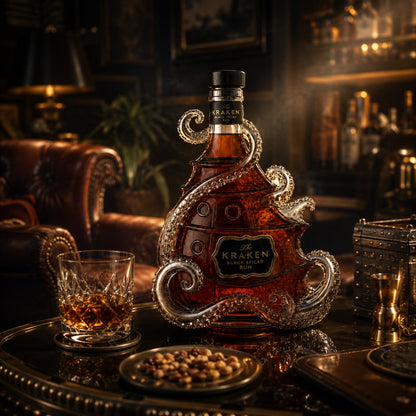 The Kraken Black Spiced Rum Limited Edition Octopus Limited Edition Whiskey Bottle