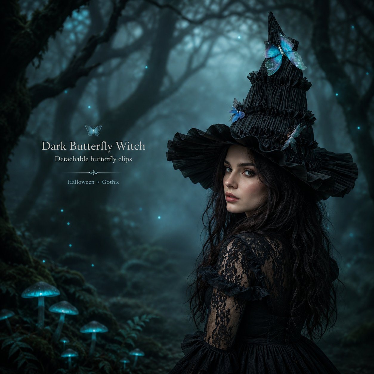 🦋 🧙Mystical Butterfly Witch Hat – 🖤Enchant Your Halloween Look