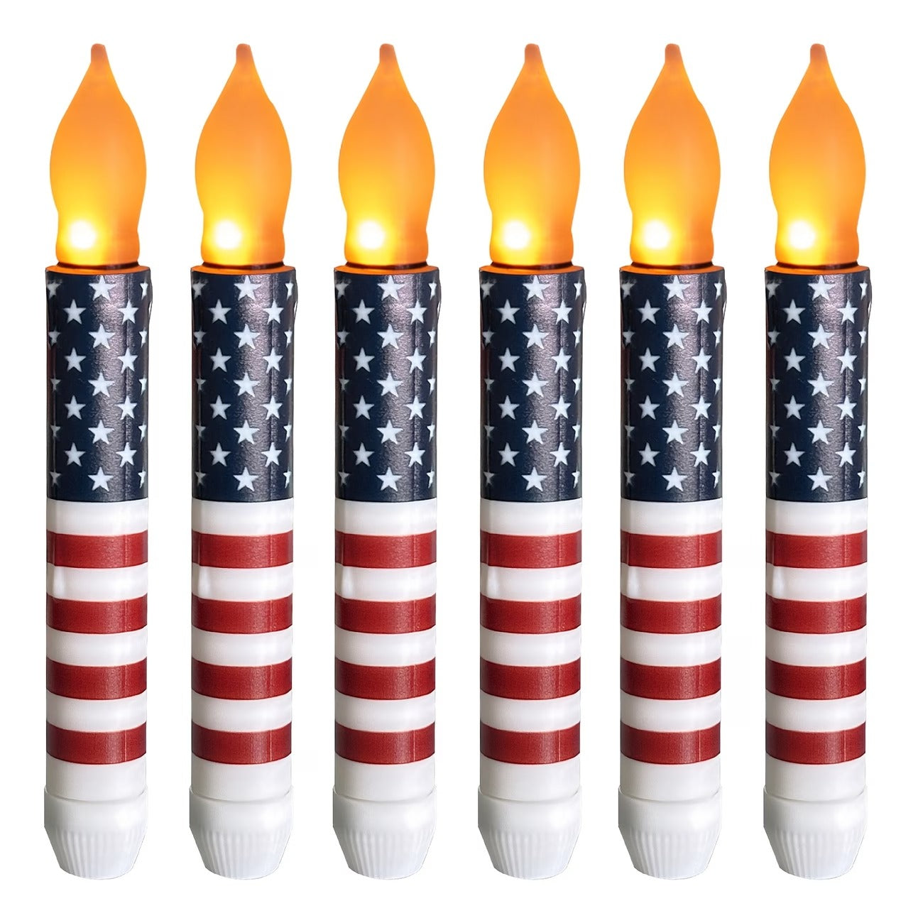 Patriotic LED Taper Candles with Timer-250th Anniversary Red White Blue , Independence Day Decoration
