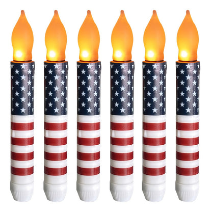 Patriotic LED Taper Candles with Timer-250th Anniversary Red White Blue , Independence Day Decoration