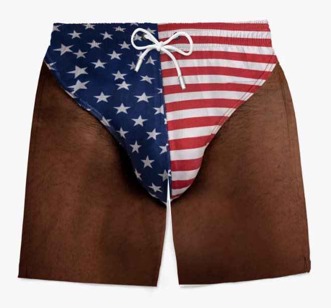 Custom Funny Patriotic Men Swim Trunks - Personalized Summer Vacation And Travel Gifts For Men - Freedom And Chill