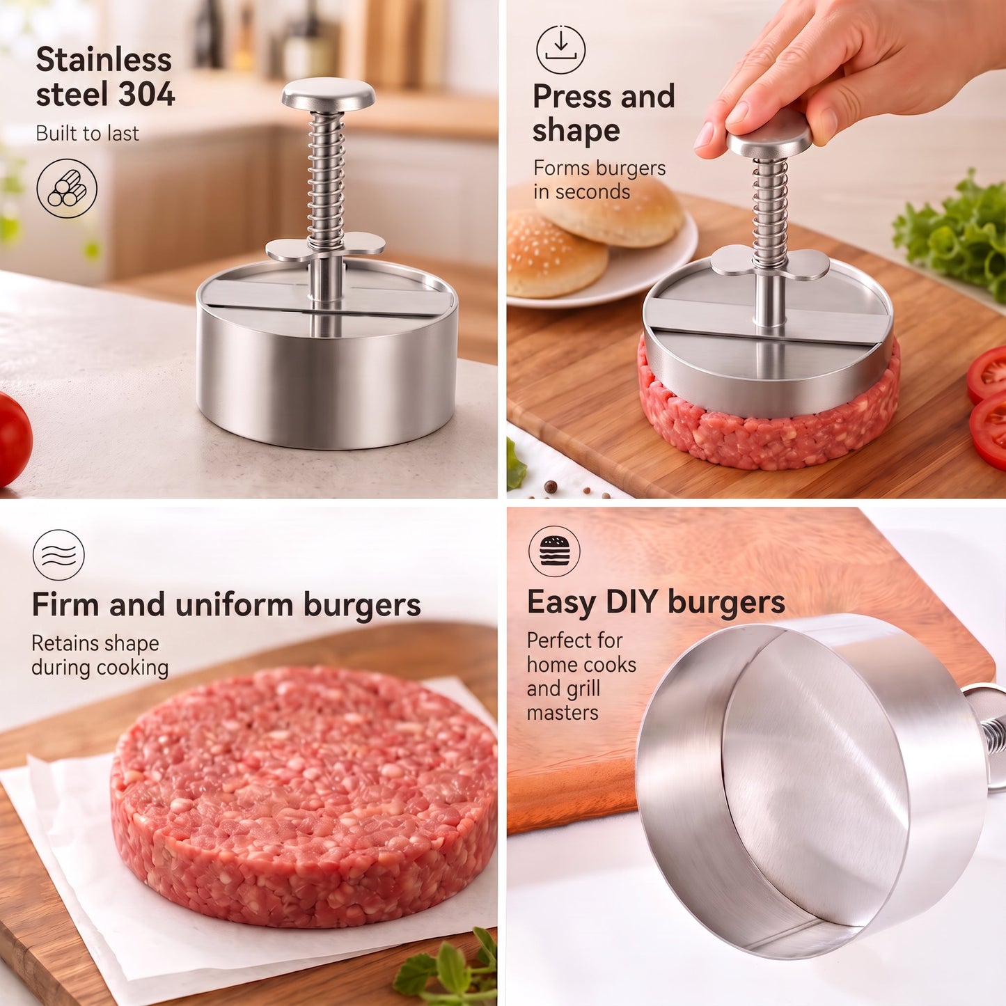 🍔✨ Stainless Steel Burger Press | How to Easily Make Perfect, Even Burger Patties