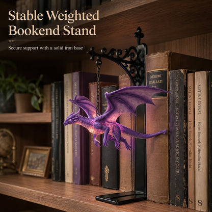 🐉DragonGlow Hanging Purple Dragon Bookend Light