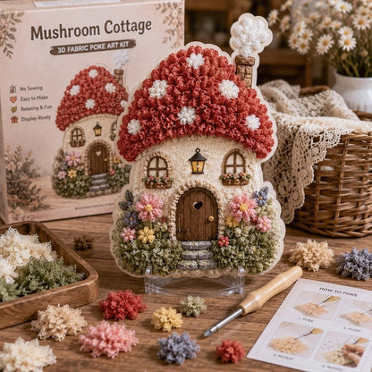 🍄Whimsical Village 3D Fabric Poke Art Kit