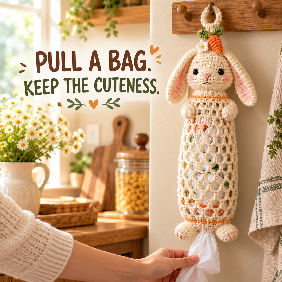 🔥LAST DAY 49% OFF – 🌼 Cottage Harvest Keepers™ — Crochet Animal Bag Holder DIY Kit | 11 Adorable Designs