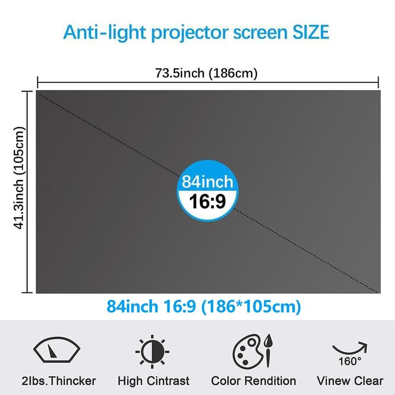 ⚡Hot Sales 69% OFF🔥Anti-Light 4K Projector Screen (16:9)🎥✨