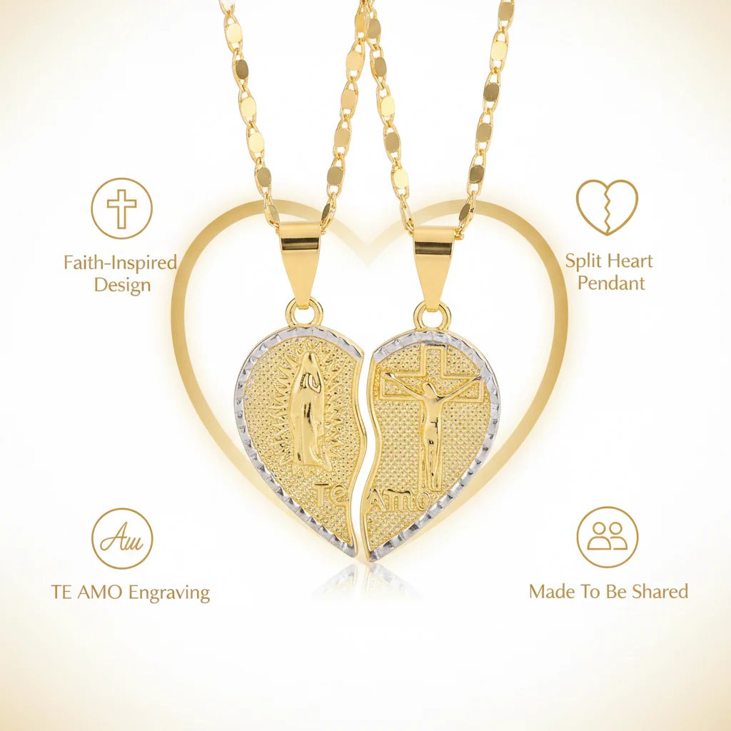 ✝️❤️Virgin Mary Layered Heart Combination Prayer Couple Necklace