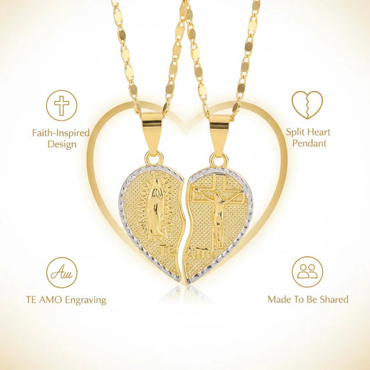 ✝️❤️Virgin Mary Layered Heart Combination Prayer Couple Necklace