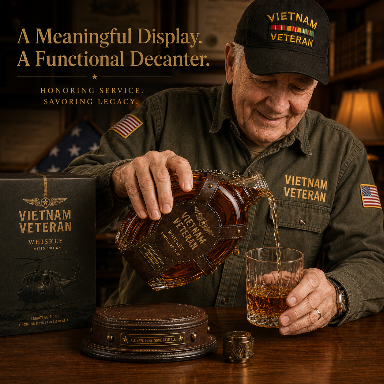 🎖️Vietnam Veteran Tribute Whiskey Decanter Gift Set – All Gave Some, Some Gave All