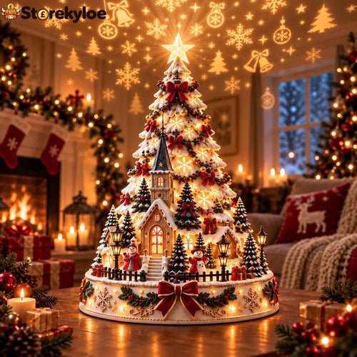 🎄Christmas Village Projection Centerpiece – 4 Themed Villages