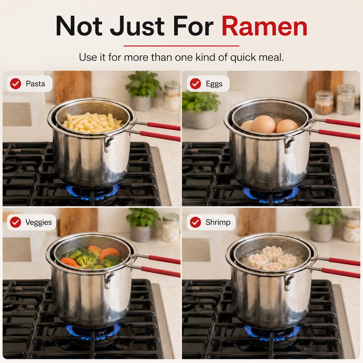 🍜 Mess-Free Noodle Strainer Pot — Cook, Drain & Pour In One Step