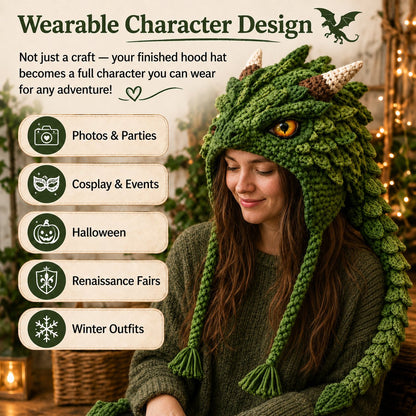 Fantasy Hood Hat DIY Crochet Kit – Create Your Own Magical Wearable Character Hat🎁Beginner Friendly